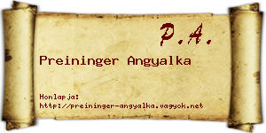 Preininger Angyalka névjegykártya